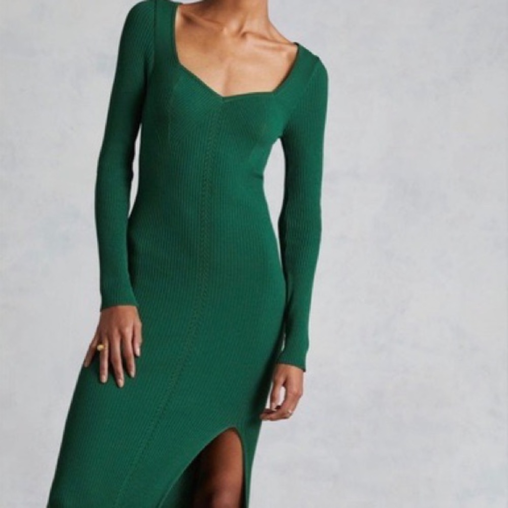 Anthropologie Green Knit Dress with Slit